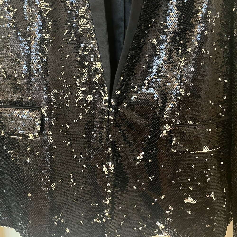 Maje Sequin Black Blazer Sz 38 - Picture 7 of 7